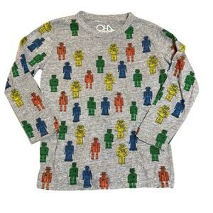 NWOT Chaser Size 14 Boy Teen Robot Long Sleeve Gray Crew Neck‎ Lightweight Shirt